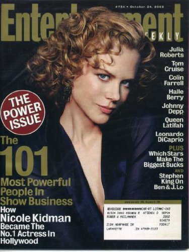 Entertainment Weekly October 24, 2003 Nicole Kidman, Stephen King, Julia Roberts, Tom Cruise, Colin Farrell, Halle Berry, Johnny Depp, Queen Latifah, Leonardo DeCaprio