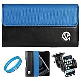 Blue & Black Portola Leather Holster Carrying Case with Fixed Belt-Clip and ....
