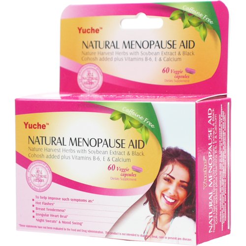 Yuche Natural Menopause Aid, Nature Harvest Herbs with Soybean Extract & Black Cohosh Added Plus Vitamins B6, E & Calcium, Complex Herbal Dietary Supplement, 60 Veggie Capsules