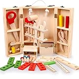 モンテッソーリウッド玩具木製玩具ワークベンチ（こどものおもちゃツールベンチ、大きな木製のナットとボルト幼児の発達を設定しました