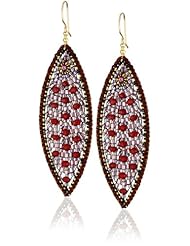 Miguel Ases Rubellite Quartz and Swarovski Marquis Drop Earrings