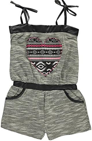 Juicylicious Big Girls' "Stitched Aztec Heart" Romper - black, 7 - 8