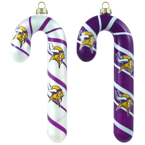 NFL Minneosta Vikings Blown Glass Candy Cane Ornament Set