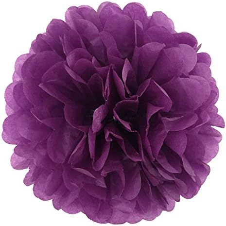 Creblue 5pcs/lot 6" 8" 10" 12" 14"Pom Poms Tissue Paper Ball, Tissue Paper Flowers For Wedding party Home Decoration Wedding Blooms Ball (6inch (15cm), Purple)