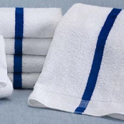 1 Dozen NEW (12) 22x44 Blue Stripe Bath Towels 6# PER Dozen Pool Towels