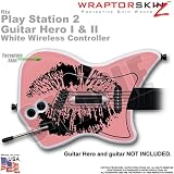 PS2 Guitar Hero I & II White Wireless Controller Skin Big Kiss Black On Pink by WraptorSkinz TM (GUITAR NOT INCLUDED)