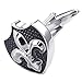 KONOV 2pcs Rhodium Plated Men's Fleur De Lis Shield Shirts Cufflinks, Wedding, Black Silver, 1 Pair