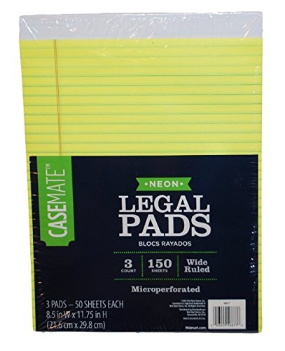 Neon Legal Pads Wide Ruled (Yellow)