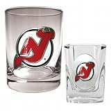 NHL New Jersey Devils Rocks Glass & Square Shot Glass Set - Primary Logo