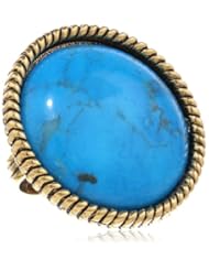 Yochi Turquoise Textured Adjustable Ring