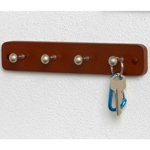 Key Rack - 4 Peg Satin & Walnut by Spectrum