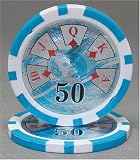 50 $50 Ben Franklin 14 Gram Laser Graphic Poker Chips