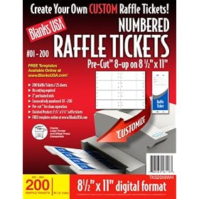 Blanks/USA Pre-Cut Numbered Raffle Tickets (TKS20X9WH)