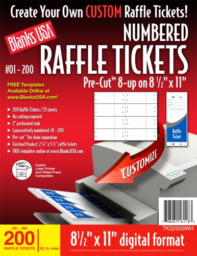 Blanks/USA Pre-Cut Numbered Raffle Tickets (TKS20X9WH)