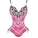 Roybens 50s Women Retro Floral One Piece Swimsuit Pin Up Monokinis Swimwear