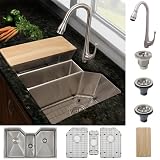 Ticor Stainless Steel Undermount Kitchen Sink and Brushed Nickel Faucet Combo