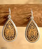 Mate gourd earrings, 'Butterfly Tear' 0.7 W 1.7 L