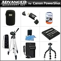 Accessories Bundle Kit For Canon PowerShot A3300 IS, A2200 IS, A3100 IS Digital Still Camera Includes Extended (1700 Mah) Replacement Battery For NB-8L + A/c D/c Travel Charger + Hard Case + USB 2.0 Card Reader + Screen Protectors + Tripod + Gripster + Mo
