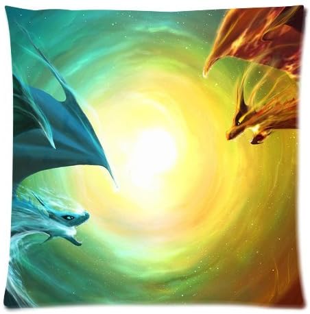 Dragon Fighting Dragon Ball Fire Dragon Custom Cotton Square Throw Pillow Case Cushion Case In Size 18 * 18 Inch (Tow Sides)