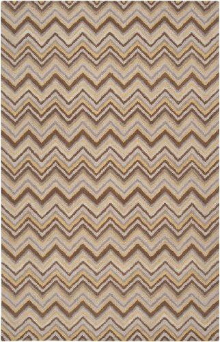 5' x 8' ZigZag Dash Bronze and Ivory Hand Tufted Wool Rectangular Area Throw Rug 5' x 8' ZigZag Dash Bronze and Ivory Hand Tufted Wool Rectangular Area Throw Rug