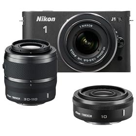 Nikon 1 J1 Digital Camera Body with 10-30mm VR Lens (Black) with 30-110mm & 10mm f/2.8 Nikkor Lens & Cameta Cleaning Kit