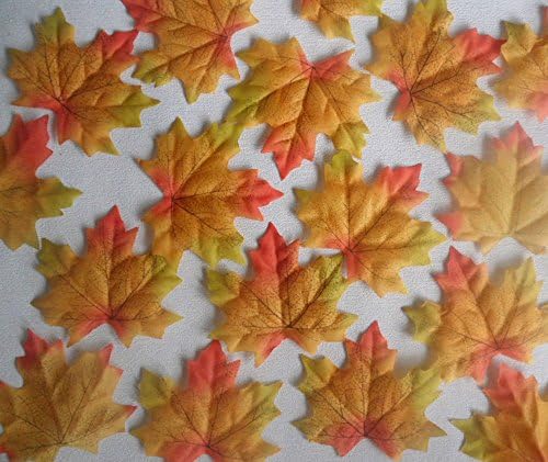 100-1000pcs Fall Silk Leaves Wedding Favor Autumn Maple Leaf Decorations yellow-1-100