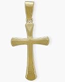 Religious Yellow Gold Domed High Polish Crucifix Cross with 20 Inch Chain