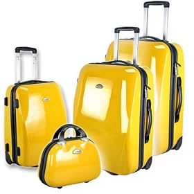 redolz 4er Set Trolleys Y3000 series 75cm + 61cm + Cabin + Beautycase Hartschale Koffer, verschiedene Farben, Trolleys, Super Light Edition