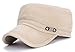ChezAbbey Unisex Fitted Flat Top Cap Solid Brim Army Cadet Style Military Hat with Adjustable Strap