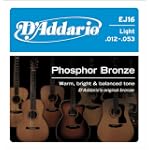 D'Addario EJ16 Phosphor Bronze Light Acoustic Guitar Strings Single-Pack