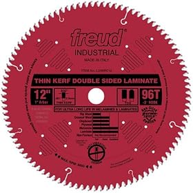 Freud LU96R012 12-Inch 96 Tooth TCG Thin Kerf Double Sided Laminate Cutting Saw Blade with 1-Inch Arbor and PermaShield Coating