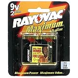 Maximum Plus Alkaline Batteries, Mercury-Free, 9 Volt, 2/Pack RAYA16042