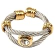 Stainless Steel Ring 316 CZ Diamond Rope Design Gold Plated by Bucasi