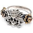 Ed Hardy "Love Kills Slowly" Bronze Ring with Onyx and Ruby