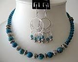Handcrafted Necklace Set Turquoise Beads w/ Bali Silver & Sterling 92.5 Earrings (BRAND NEW)