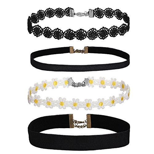 Choker Black Velvet 2-4 Pcs Ribbon Gothic Collar Velvet Necklace Girls Classic