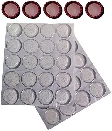 Combo Pack - 1 inch Glitter Epoxy Stickers and Pink Flattened Bottle Caps (20 each) Bottle Cap Arts & Crafts Dots, Caps