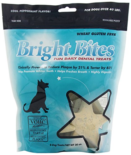 Bright Bites Daily Dental Dog Treats, Cool Peppermint Large (4 Packs of 8 Treats)