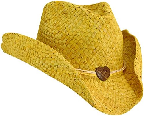 Dorfman Women's Heart Straw Cowgirl Hat,One Size,Yellow