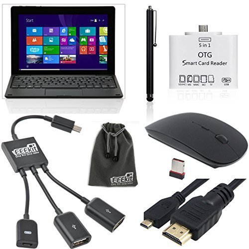 EEEKit Starter Kit Bundle with 2.4G Wireless Mouse, OTG Hub Adapter Cable and Card Reader for E-FUN Nextbook (6 Items)