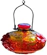 Parasol Bloom Calliope Blown Glass Hummingbird Feeder Flame Red