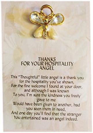 Hospitality Angel ~ Crystal Pearl Stone Thoughtful Little Angels Guardian Pin Thank You