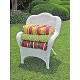 Outdoor Wicker Rocker Cushion Fabric: Black Green Floral