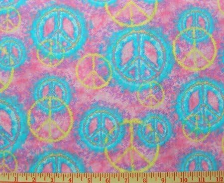 1 Yard - Tie Dye Peace Signs Cotton Fabric (Great for Quilting, Sewing, Craft Projects, Throw Pillows & More) 1 Yard X 44"