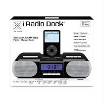 iRadio iPod Dock Clock AM/FM Radio - Black, Model# 72-50048B