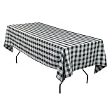 60 x 102 Inch Checkered Tablecloth Black and White by 