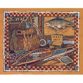 Eli's Fishing Gear Art Print Poster By Susan Winget, 10 " x 8 "