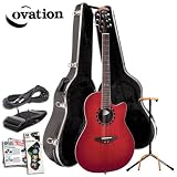 Ovation 1861AX-CCB Standard Balladeer Super-Shallow Acoustic/Electric Guitar Kit. Hard Case, Ultra Stand, Planet Waves 16 Pick Sampler Pack (#PW-SAMPLER), Guitar Strings, Guitar Strap, Planet Waves 10ft Cable