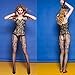 Reignet Women's Sexy Open Crotch Mesh Fishnet Lace Bodystocking Babydoll Lingerie Set Black