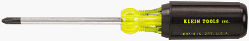 Klein 603-4 No.2 Profilated Phillips Tip 4-Inch Round Shank Screwdriver